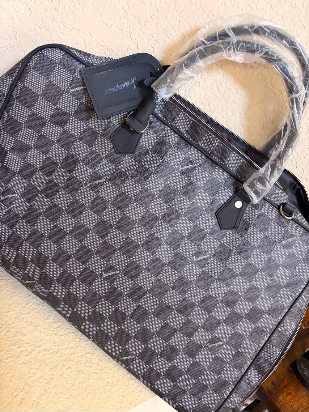 Men's Gray Checkered Garment Bag